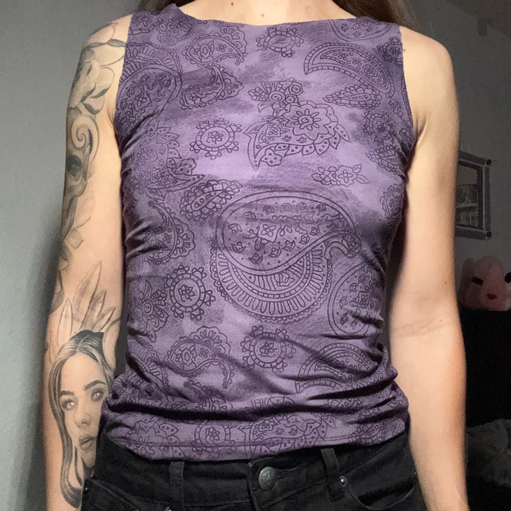 NWOT Princess Polly Purple Paisley Tanktop size small 4
